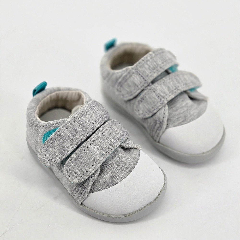 Ten Little First Walkers Heather Gray Wide Toe Box Velcro Sneakers Size US 3.5